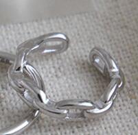 Lovcia Nonpierced Gold Hollow Twisted Chain Earring 925-Earrings-Dc12 Silver & Chain-