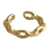 Lovcia Nonpierced Gold Hollow Twisted Chain Earring 925-Earrings-Dc12 Yellow Gold & Chain-