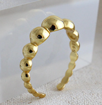 Lovcia Beads Ring 925 Sterling Silver Adjustable Gold