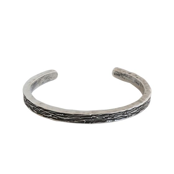 LOVCIA 925 Sterling Silver Open Bangle Adjustable Silver