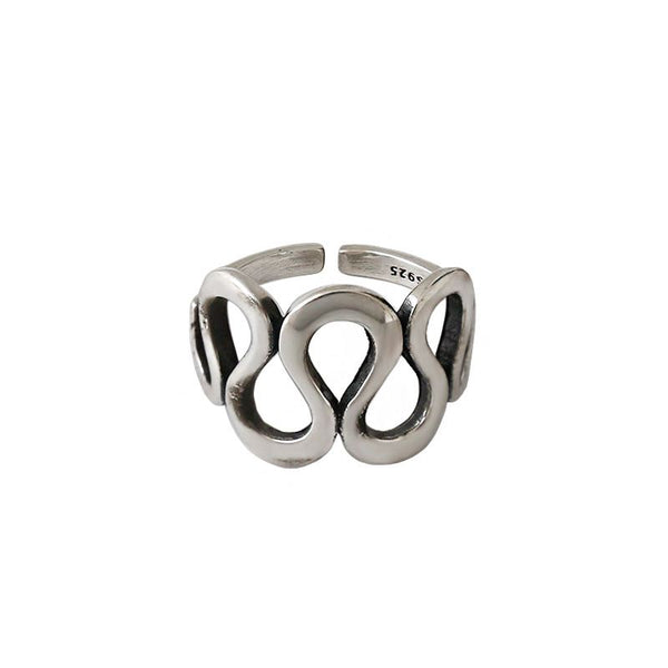 LOVCIA Hollow Wave Adjustable 925 Sterling Silver Ring