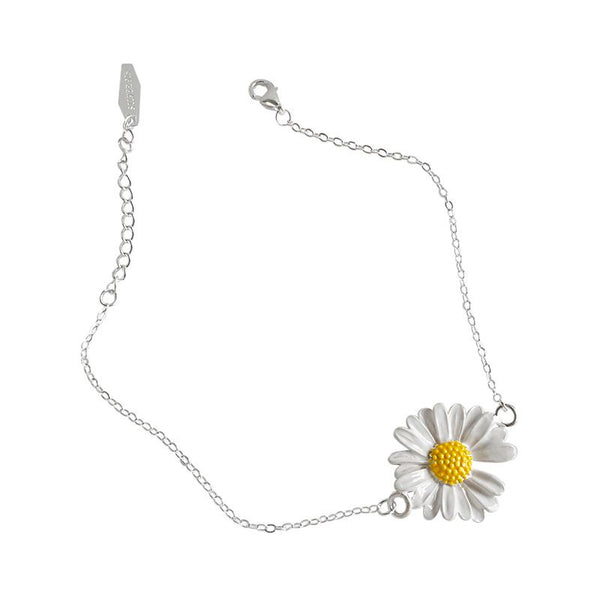 LOVCIA Daisy Enamel Silver Bracelet 925 Sterling Rhodium