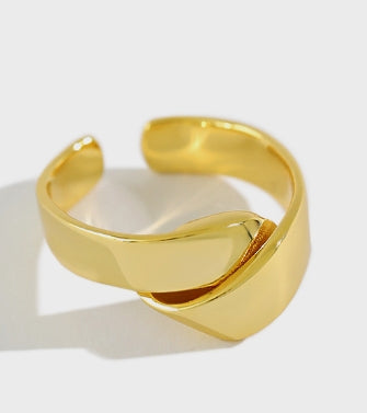 Lovcia Irregular Heart Knot Ring Adjustable Gold Plated 925-Rings-Yellow Gold-