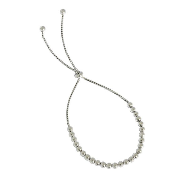 LOVCIA 925 Sterling Silver Bead Bracelet Adjustable 4mm