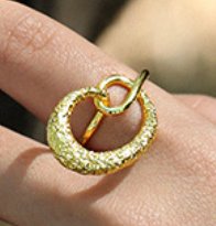 Lovcia Gold Tone Hollow Heart 925 Sterling Adjustable Ring-Rings-Yellow Gold-