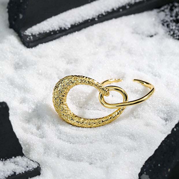 Lovcia Gold Tone Hollow Heart 925 Sterling Adjustable Ring-Rings-Yellow Gold-