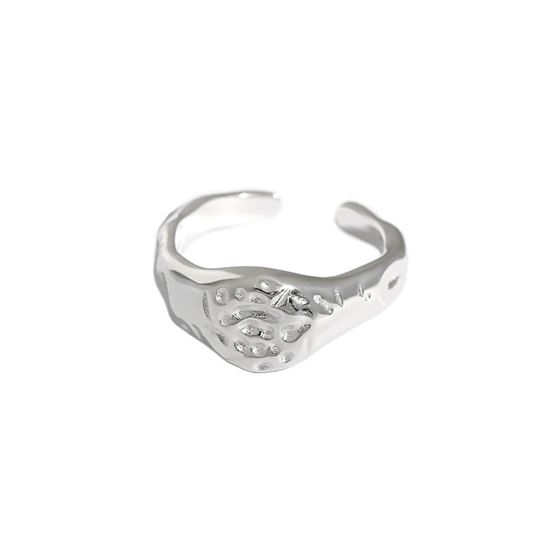 LOVCIA 925 Sterling Silver Adjustable Ring Textured Surface