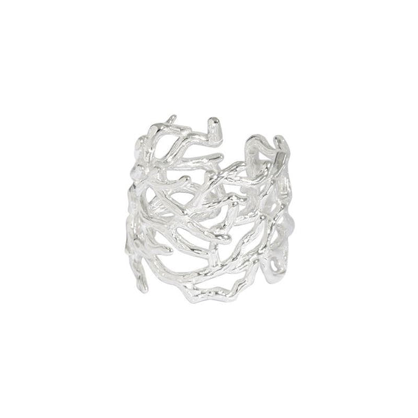 LOVCIA 925 Sterling Silver Adjustable Ring Branch Texture