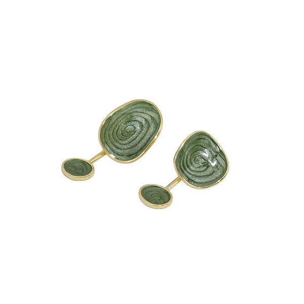 Lovcia Green Epoxy Geometry 925 Sterling Silver Earrings