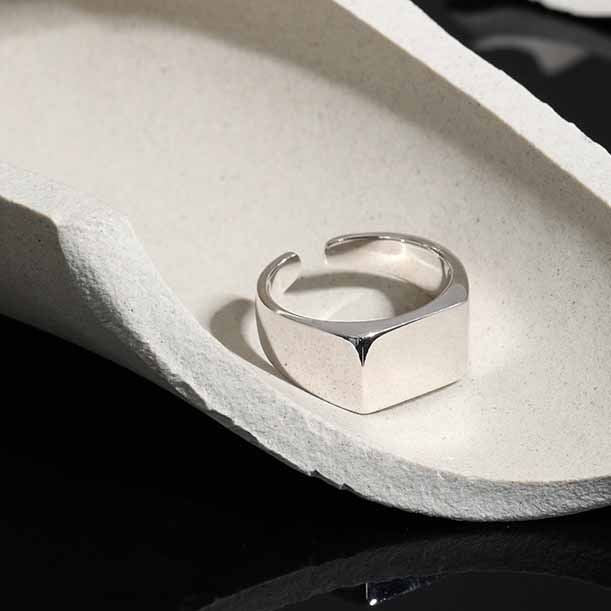 Lovcia 925 Rectangle Sterling Silver Adjustable Ring-Rings-