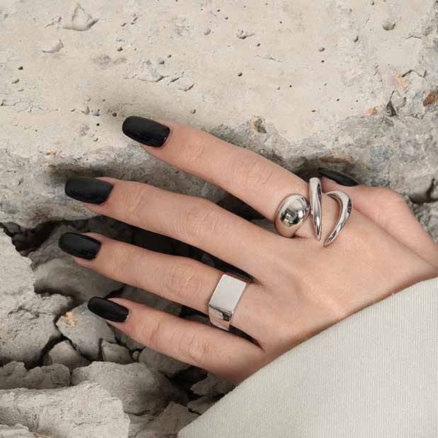 Lovcia 925 Rectangle Sterling Silver Adjustable Ring-Rings-