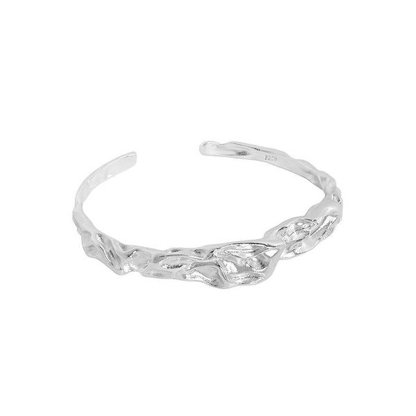 Lovcia 925 Sterling Silver Open Bangle Irregular Design