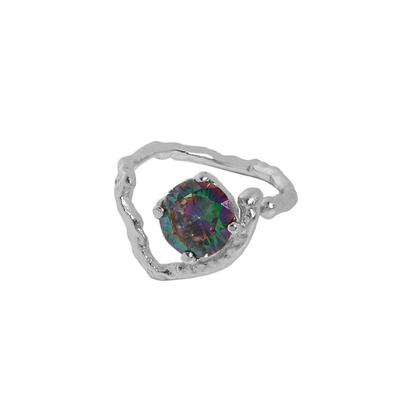 Lovcia Irregular Heart CZ 925 Silver Adjustable Ring-Rings-Yellow Gold-