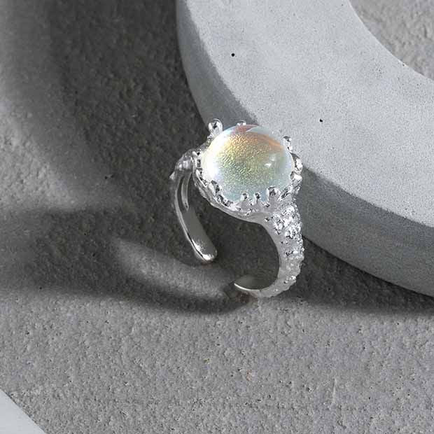 Lovcia Moonstone Ring 925 Sterling Silver Adjustable-Rings-