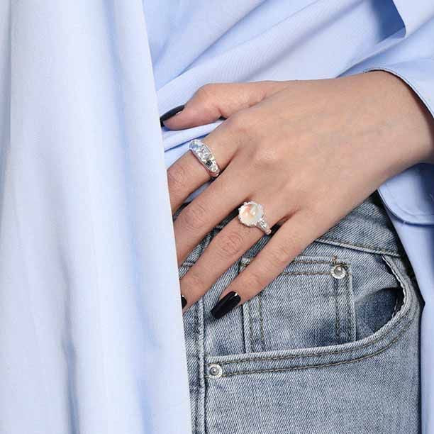Lovcia Moonstone Ring 925 Sterling Silver Adjustable-Rings-