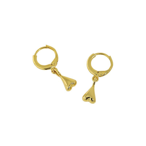 LOVCIA 18K Gold Plated 925 Heart Hoop Earrings 26mm