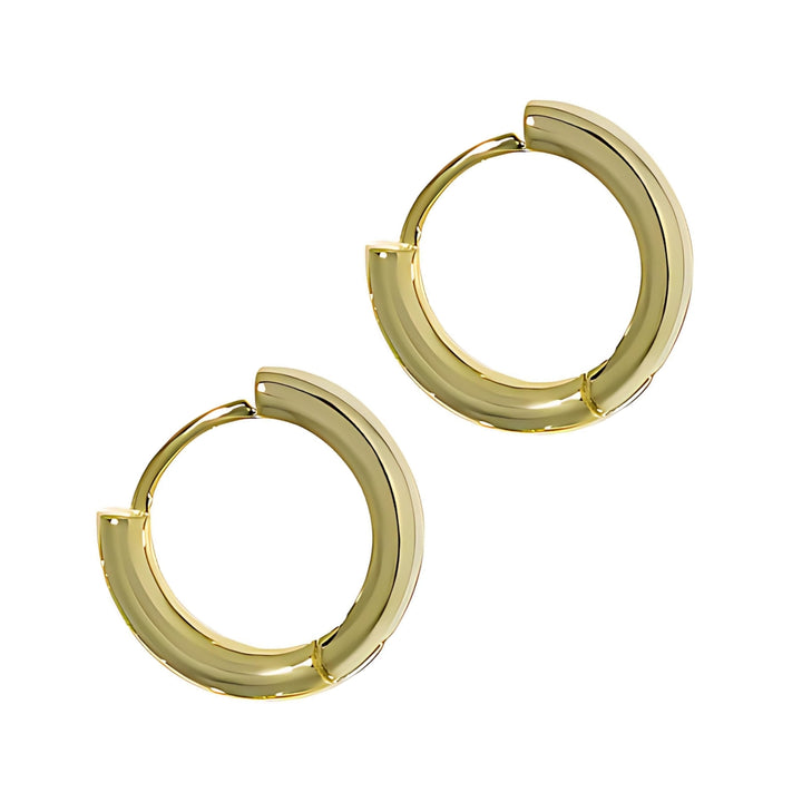 LOVCIA Sterling Silver Geometric Circle Huggie Hoop Earrings for Women with 18K Gold Plated Options - LOVCIA