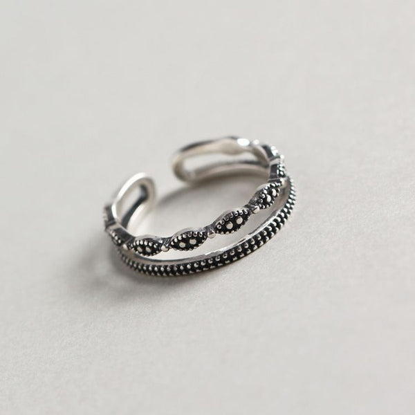 LOVCIA Modern Vintage Theme Adjustable 925 Sterling Silver Ring