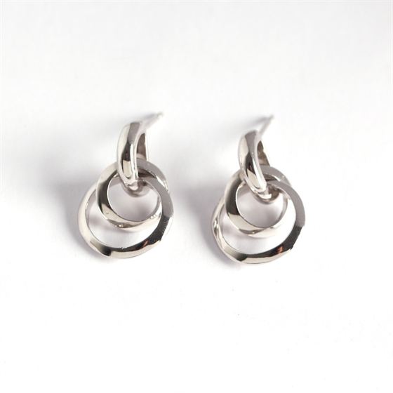 LOVCIA Silver Double Circles 925 Sterling Silver Earrings