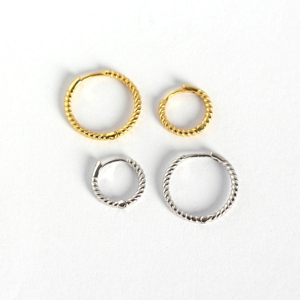 Lovcia Simple Twisted 925 Silver Huggie Hoop Earrings Gold