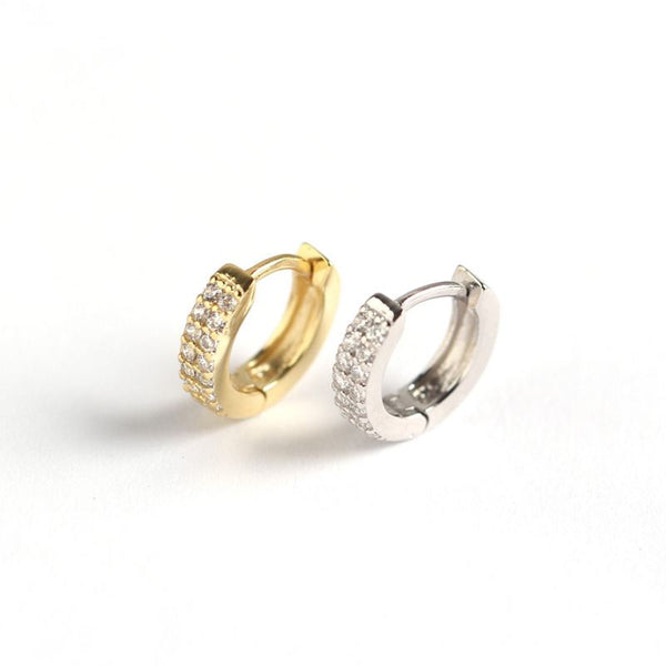 Lovcia 925 Sterling Silver CZ Huggie Hoop Earrings Gold