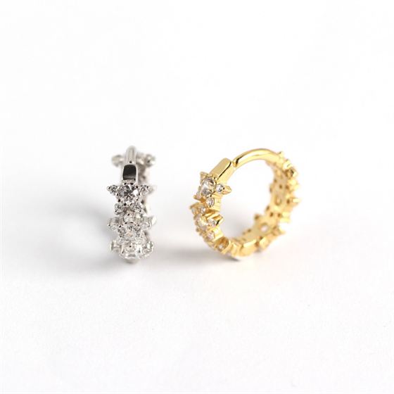 Lovcia Geometry CZ Gold 925 Sterling Silver Huggie Hoops