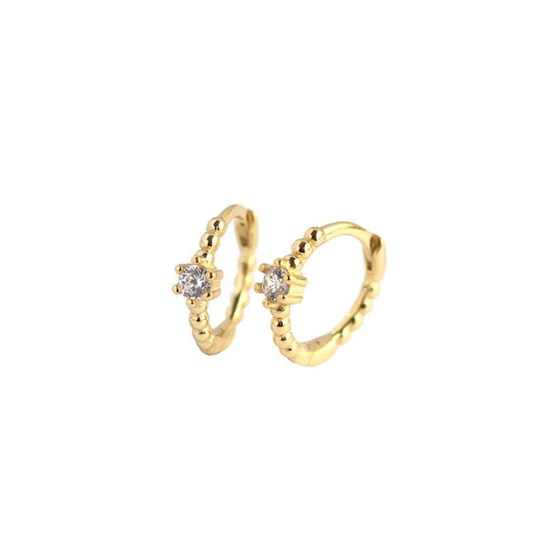 Lovcia Gold Tone 925 Sterling Silver CZ Huggie Hoops 10mm