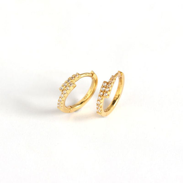 Lovcia Gold CZ Cross Circle Huggie Hoop Earrings 13.5mm