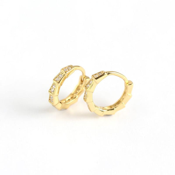 Lovcia Gold Tone Square CZ Huggie Hoop Earrings 12.1mm