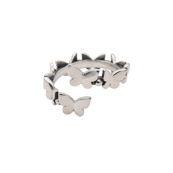 LOVCIA 925 Sterling Silver Butterflies Style Adjustable Ring