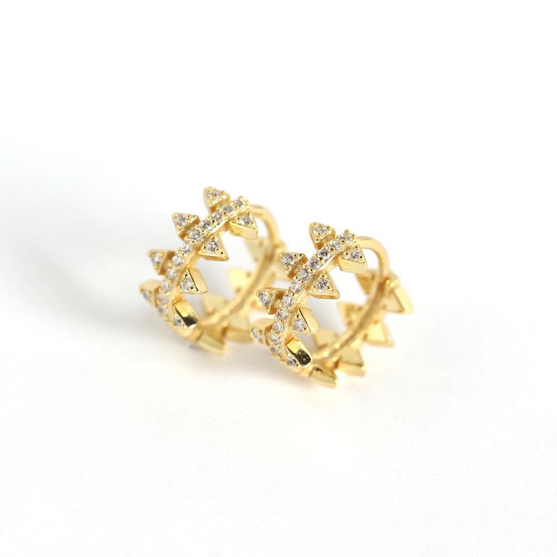 Lovcia Geometry CZ Triangle Huggie Earrings Gold 6.2mm-Earrings-Yellow Gold-