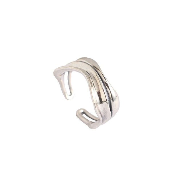 LOVCIA Minimalist Double Layer 925 Silver Ring 16.5mm
