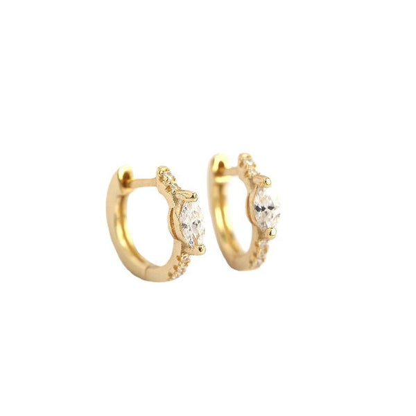 Lovcia 11mm Gold Plated 925 Silver CZ Huggie Hoop Earrings