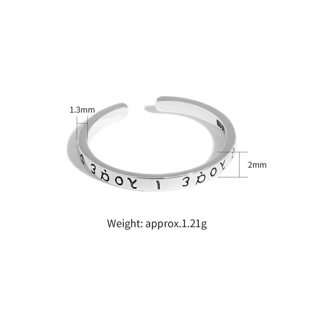 Lovcia Greek Alphabet 925 Sterling Silver Adjustable Ring-Rings-