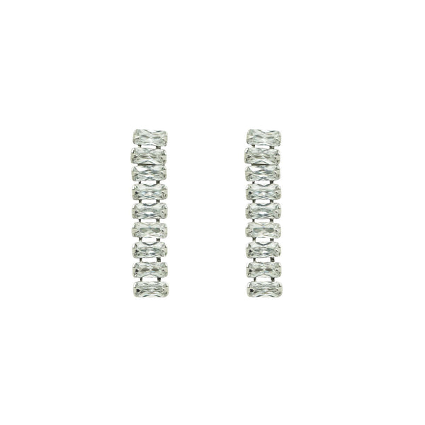 Lovcia Silver CZ Chain Dangle Earrings 22mm X 4mm 925