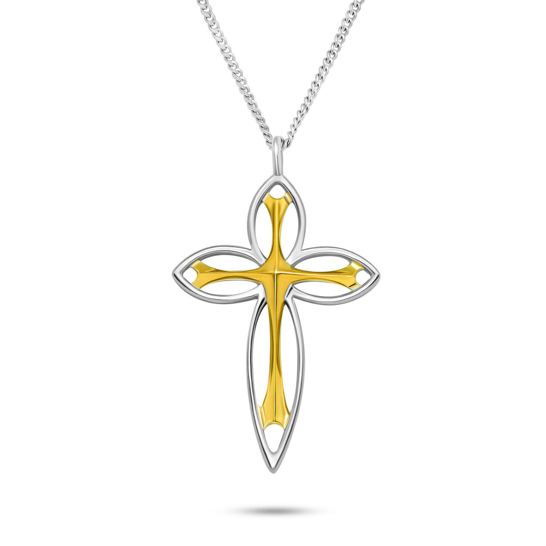 Lovcia Two Tone Cross Pendant 925 Silver 18K Gold Plated-Jewelry Making Kits-