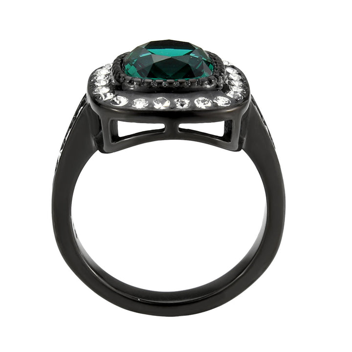 LOVCIA IP Black Stainless Steel Ring with Square Blue Zircon Synthetic Stone - Buy stylish Rings for women - Shop latest Ring design - Trendy Rings - Unique fashion Rings - Find the perfect Ring