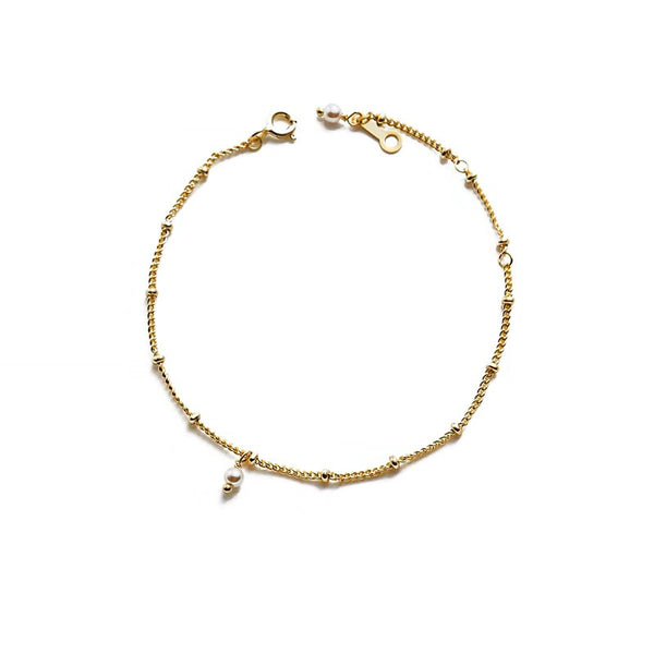 LOVCIA Shell Pearl 3mm Sterling Silver Chain Bracelet