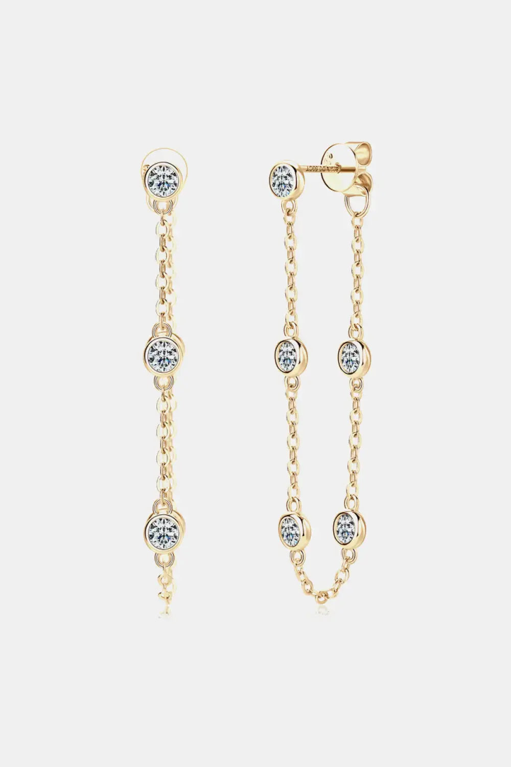 Lovcia 1 Carat Moissanite 925 Sterling Silver Chain Earrings-Earrings-Gold-One Size-Gold