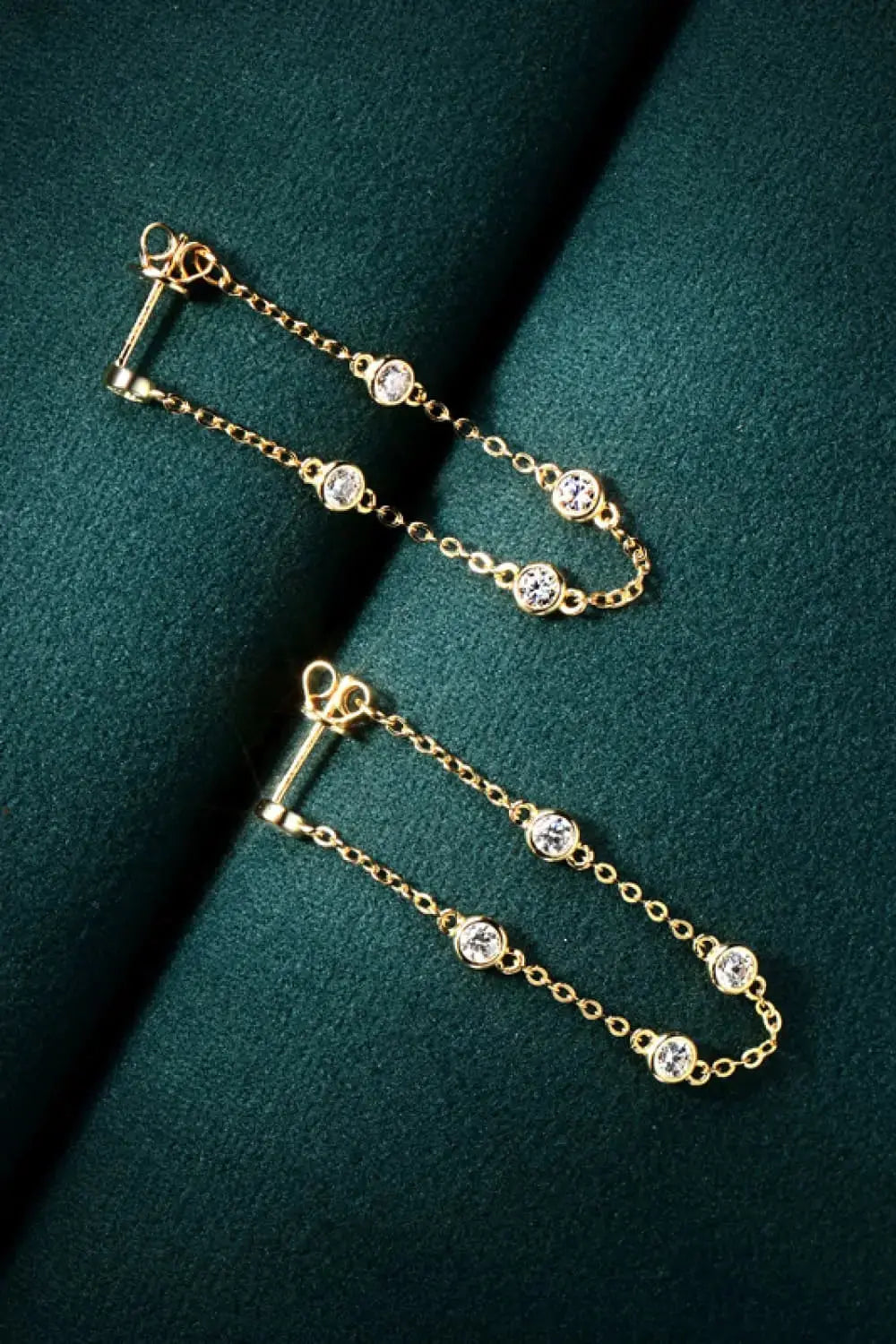 Lovcia 1 Carat Moissanite 925 Sterling Silver Chain Earrings-Earrings-Gold-One Size-Gold