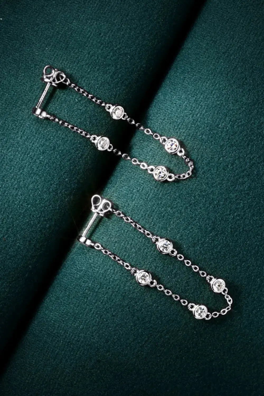Lovcia 1 Carat Moissanite 925 Sterling Silver Chain Earrings-Earrings-Gold-One Size-Gold
