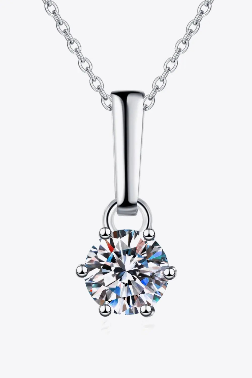 LOVCIA 1 Carat Moissanite 925 Sterling Silver Chain-Link Necklace