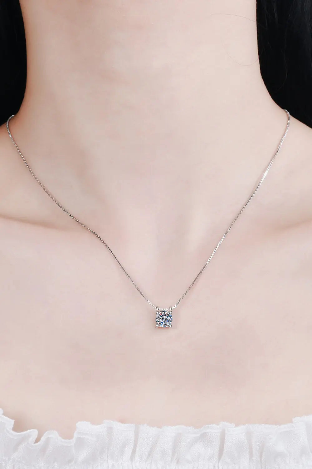 Lovcia 1 Carat Moissanite 925 Sterling Silver Chain Necklace-Necklaces-Silver-One Size-Silver