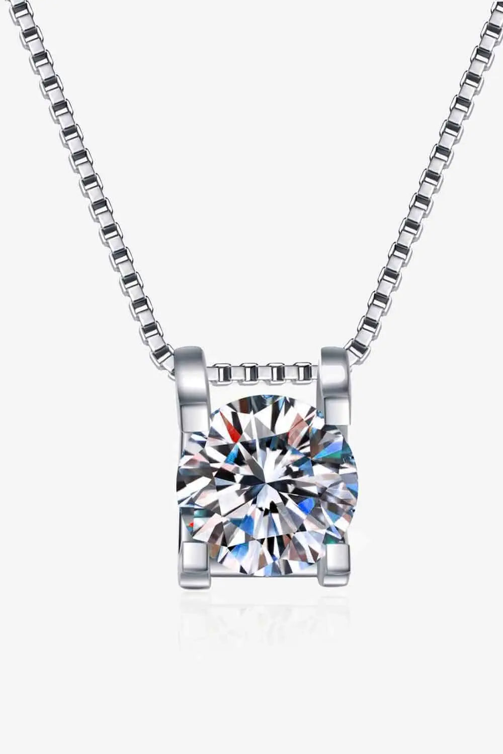 Lovcia 1 Carat Moissanite 925 Sterling Silver Chain Necklace-Necklaces-Silver-One Size-Silver