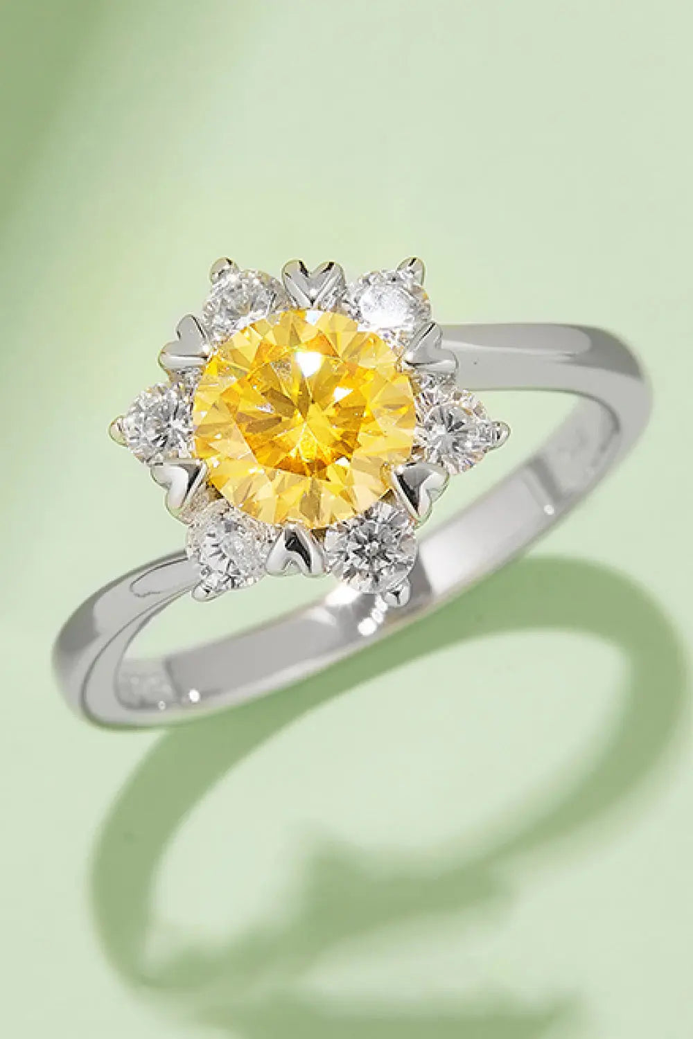 Lovcia 1 Carat Moissanite 925 Sterling Silver Cluster Ring-Rings-Mustard-4.5-Mustard