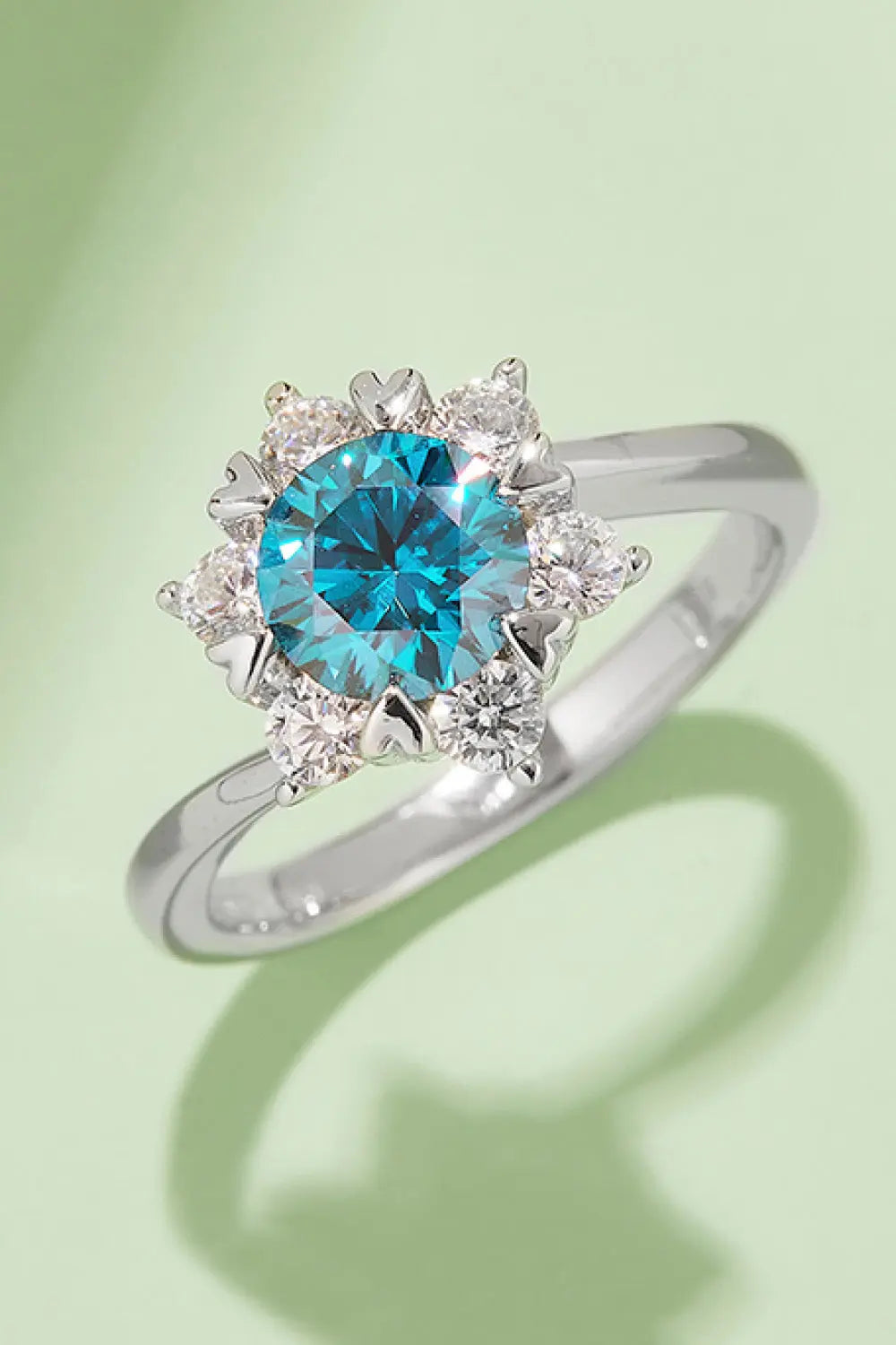Lovcia 1 Carat Moissanite 925 Sterling Silver Cluster Ring-Rings-Sky Blue-4.5-Sky Blue