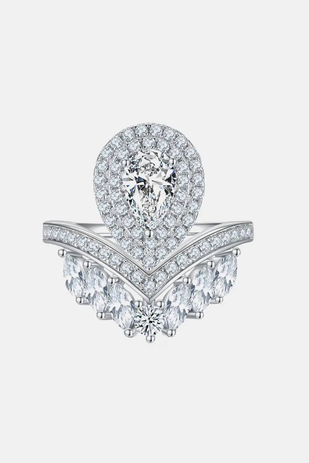 Lovcia 1 Carat Moissanite 925 Sterling Silver Crown Ring-Rings-Silver-4.5-Silver