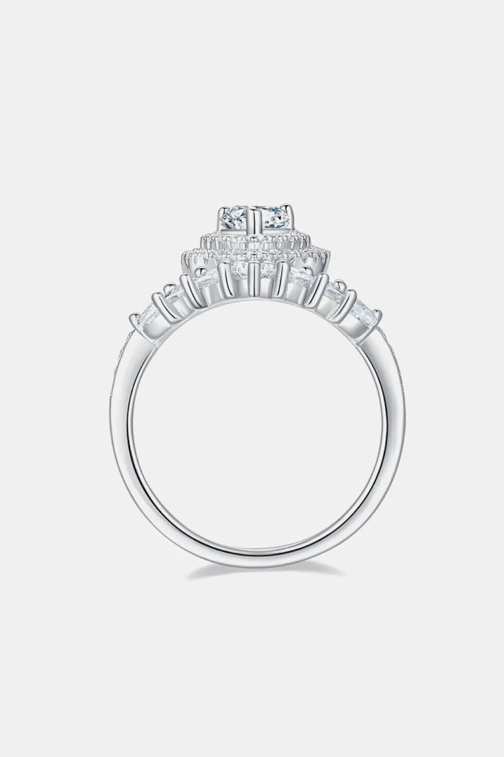 Lovcia 1 Carat Moissanite 925 Sterling Silver Crown Ring-Rings-Silver-4.5-Silver