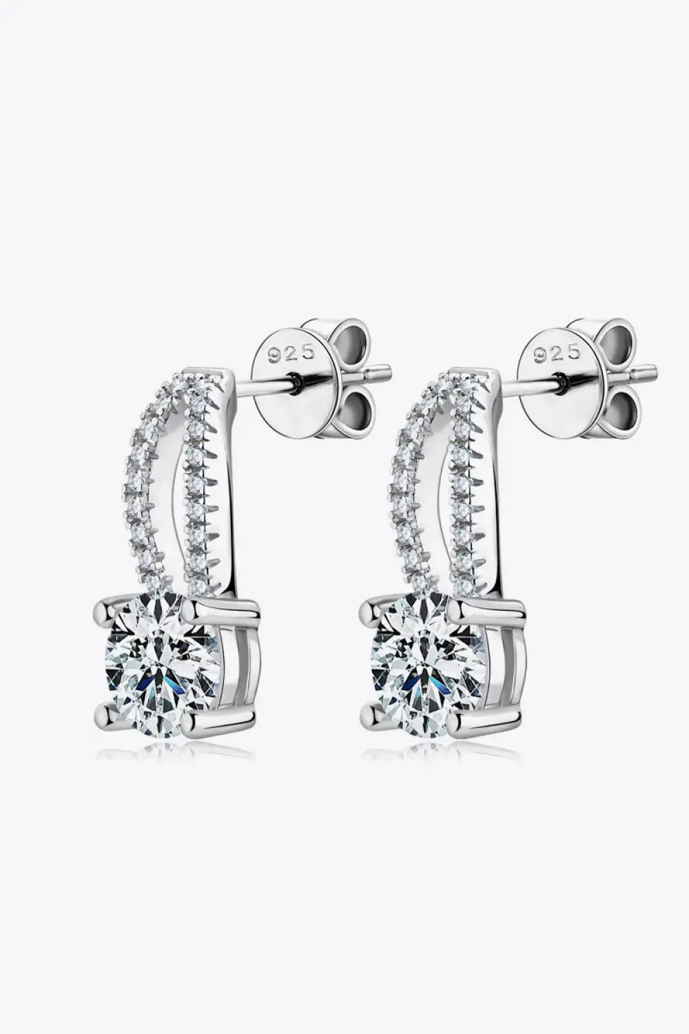 Lovcia 1 Carat Moissanite 925 Sterling Silver Earrings-Earrings-Silver-One Size-Silver