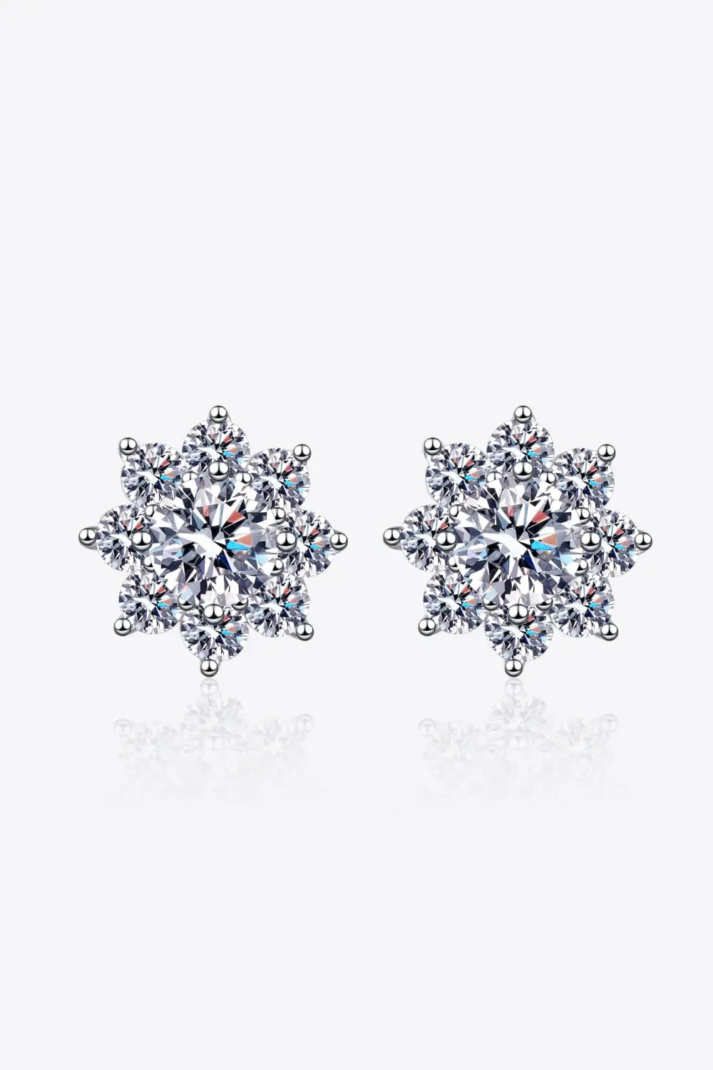 LOVCIA 1 Carat Moissanite 925 Sterling Silver Flower Earrings